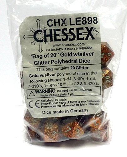 Chessex Dice: Glitter Gold/Silver Bag of Dice (20)