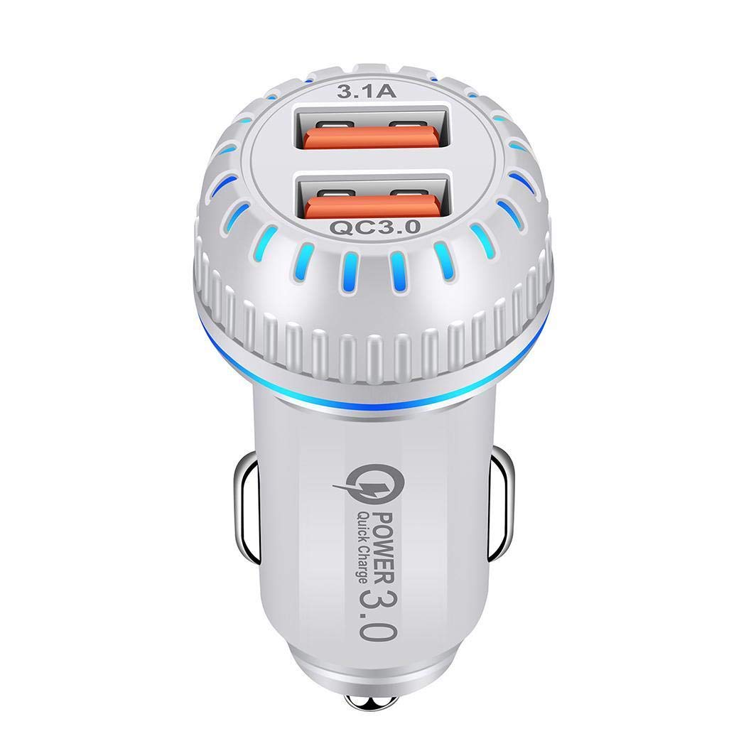 Haonike Cargador de Coche USB Dual portátil de Alta Velocidad Duradero para teléfono móvil Bases de Carga