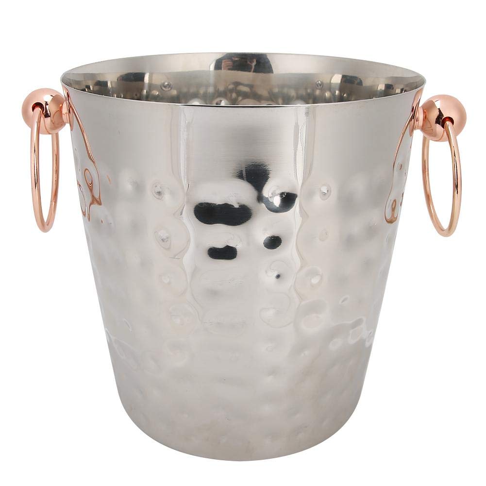 3L Portable Stainless Steel Ice Bucket Container Champagne Barrel with Handle Ice Bucket Two Containers Ktv Club Bar Tools for Home Bar Use