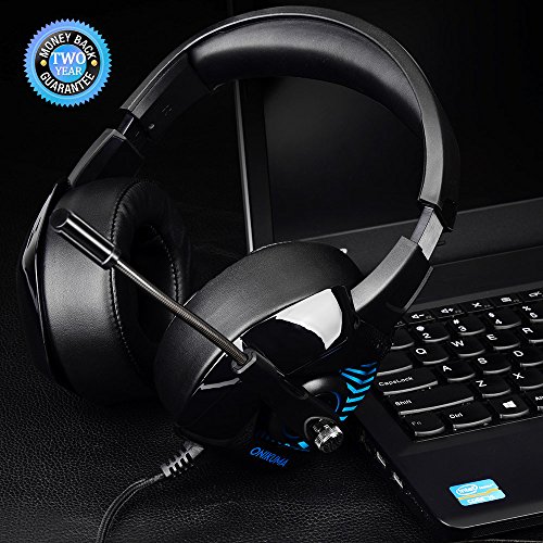 ONIKUMA Gaming Headset - 3.5mm USB Headset for PS4, Xbox One, Nintendo Switch, PC. Over-Ear Gaming Headphone with Stereo Surround Sound, Soft Memory Earmuff, Noise-Canceling Microphone & LED Light - Thumbnail 6