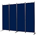 CHOSENM Room Divider, 4 Panel Folding Privacy Screens with Wider Support Feet, 6 Ft Portable Room Partition for Room Separator, 88" W X 71" H, Navy Blue