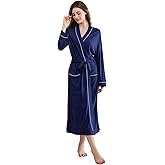 Women's Robes Lightweight Soft Cotton Blend, Ladies Bathrobe Absorbent Breathable Kimono Robe with Pockets