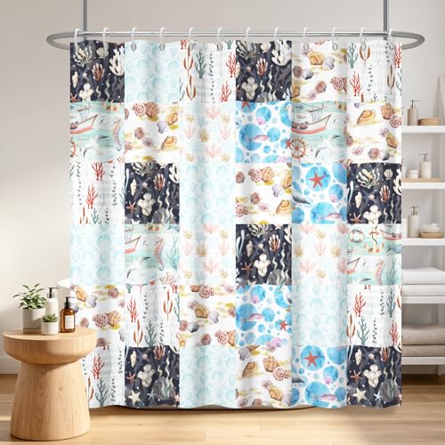 GICDSU Ocean Patchwork Shower Curtain