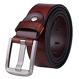 Vbiger Mens Smooth Genuine Leather Belt with Detachable Buckle