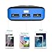 EC Technology 22400mAh Power Bank Ultra High Capacity External Battery 3 USB Port External Battery Pack With LED Flashlight Portable Charger for iPhone, iPad, Samsung, Nexus, HTC and More-Black&Blue