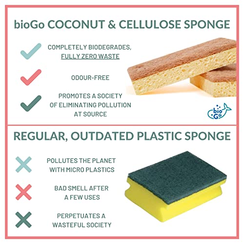 bioGo 12 Biodegradable Sponges Kitchen Eco Reusable Cellulose Sponges