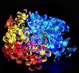 Upgraded Solar Powered Multicolor LED Flower Fairy String Lights Blossom Lighting 21ft x 50 lights- Perfect for Outdoor Wedding,Christmas Party, Garden Decoration - Energy Saving and Friendly