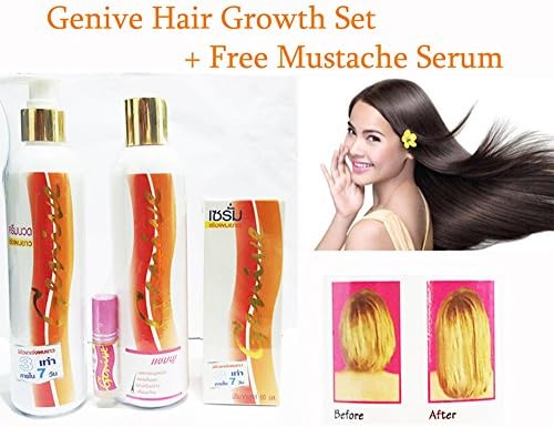 Genive Hair Glowth Shampoo Conditioner Serum Set Fast Long Urge 7 Days Natural