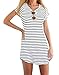 LIZHOUMIL WomenCrew Neck Short Sleeve Striped Loose T-Shirt Mini Dress
