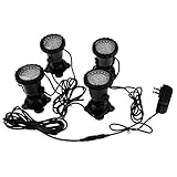 Lemonbest Set of 4 Water Resistant Multi-Color 36 LED RGB Flash Submersible Light Underwater Aquarium Spotlight Fish Tank Gardens Pond Lamp