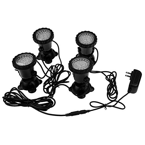 Lemonbest Set of 4 Water Resistant Multi-Color 36 LED RGB Flash Submersible Light Underwater Aquarium Spotlight Fish Tank Gardens Pond Lamp