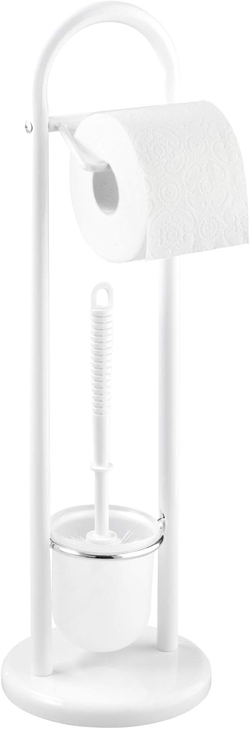 WENKO 17092100 Exclusive free-standing toilet brush Siena White - Steel, 19 x 63 x 19 cm, White, 19 x 19 x 63 cm