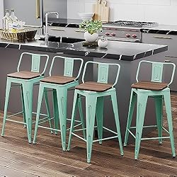 Alunaune 24" Swivel Metal Bar Stools Set of 4