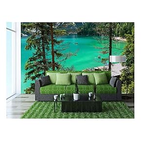 Nature Scenery with a Lake in The Mountain - Removable Wall Mural | Self-Adhesive Large Wallpaper - 66x96 inches