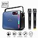 30W PA system, MAONO Wireless Karaoke Machine with Two Wireless Handheld Microphones for Christmas Adults Kids FM Radio (Blue)