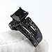 FENDINA Womens Vintage Luxurious Black Gold Plated Wedding Engagement Rings Nano Cubic Zirconia Anniversary Promise Rings Set, Size 10