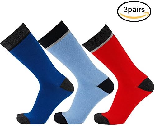 NEVSNEV Casual Crew Dress Socks Men's Argyle Striped Funky Patterned Cotton (Plain colour 1)