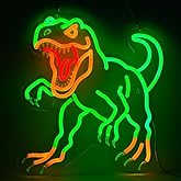 Dinosaur Neon Wall Sign - Dimmable T-Rex LED Light for Jurassic Party, Boys Bedroom, Halloween Decor, Spooky Gift for Teens, 14.5x13.6" USB Powered