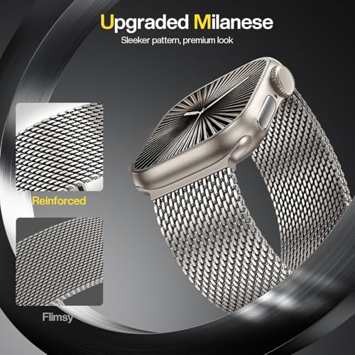 Apple Watch Ultra 3/2/1 49mm, Parachute Style Buckle, Titanium Milanese Straps for iWatch Series 11 10 9 8 7 6 5 4 Ultra SE 3 2 1, 49mm/46mm/45mm/44mm/42mm [[[Series 3/2/1)