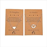 YALLNASL Mother and Daughter Matching Necklaces for 2 Heart Pendant Necklace for Mom and Daughter Birthday Mothers Day Gifts for Mommy and Me Christmas Gift for Mama and Daughter
