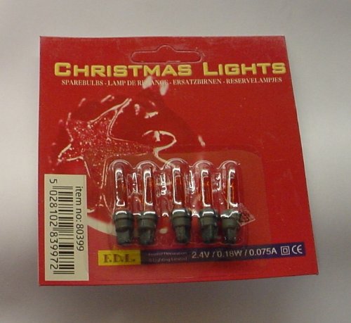 Pack of 5 Push in Spare Fairy Bulbs in Red 2.4v 0.18w 0.075a