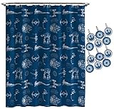 Jay Franco Star Wars Vehicle Schematics Shower Curtain & 12-Piece Hook Set & Easy Use - Kids Bath Set Features Millennium Falcon (Official Star Wars Product)