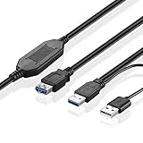 TNP USB Extension Cable 30 ft - SuperSpeed USB 3.0 Active Extender Cord Repeater Booster Type A Male to A Female for External Hard Drive, Printer, Scanner, Mouse, Keyboard, USB Hub, Windows, Mac, VR