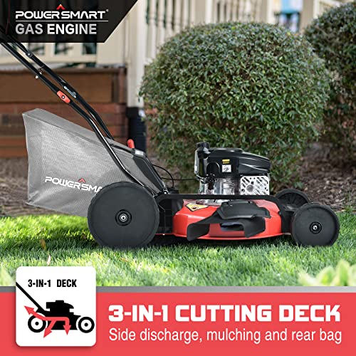 PowerSmart Self Propelled Lawn Mower 22 Inch, 170CC 4Stroke Engine, 3