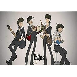 Poster The Beatles Anime Version Wall Art - Les Beatles, Paul McCartney, John Lennon, RIngo Starr, George Harrison