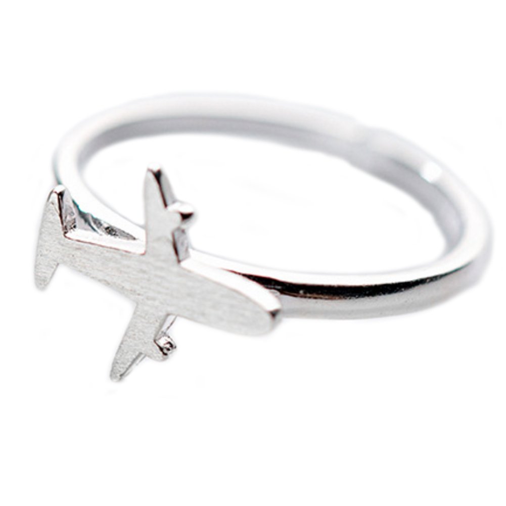 Helen de Lete Frosted Airplane Sterling Silver Open Ring
