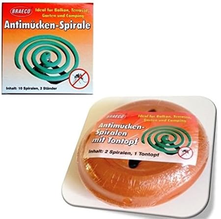 10 St. Anti Mückenspirale Moskitospirale Insektenspirale u. Tontopf