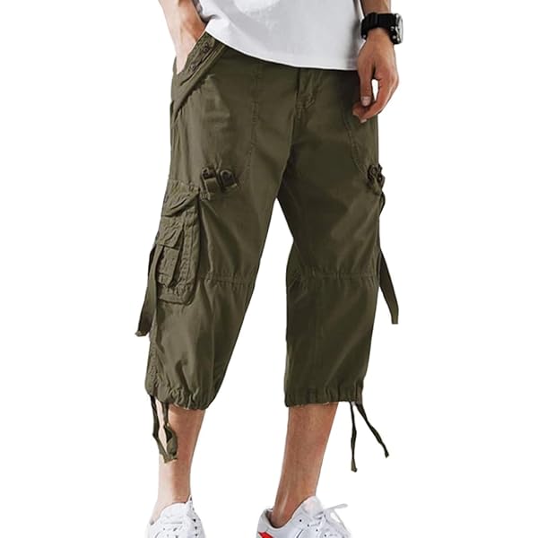 HODZAIW Men's Cargo Shorts 3/4 Loose fit, Cotton Cargo