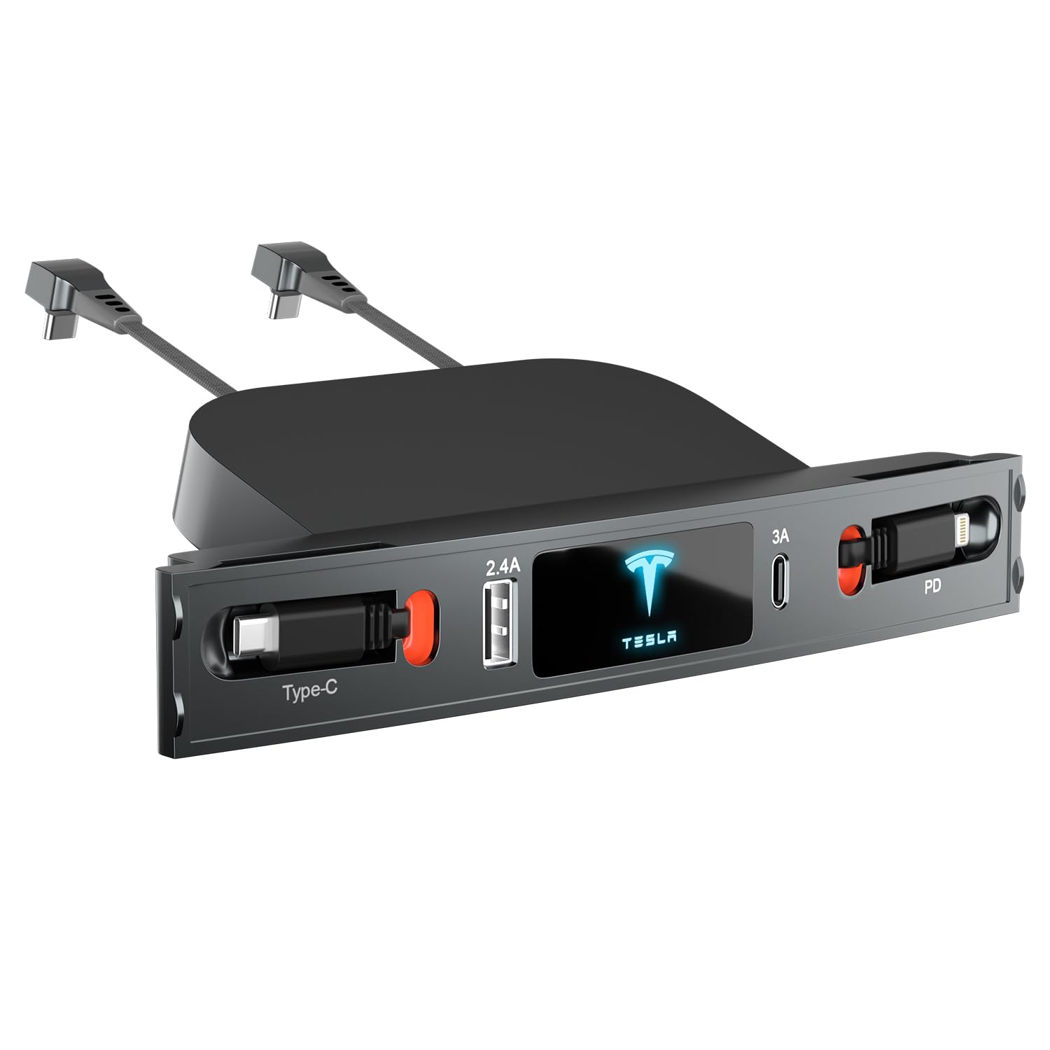 Photo 1 of Tesla USB Hub for 2021 2022 2023 Tesla Model 3 Model Y, Multi-Port Retractable Hub Docking Station with Fast Charging Cable, Tesla Accessories Docking Station of Center Console for Model Y/3