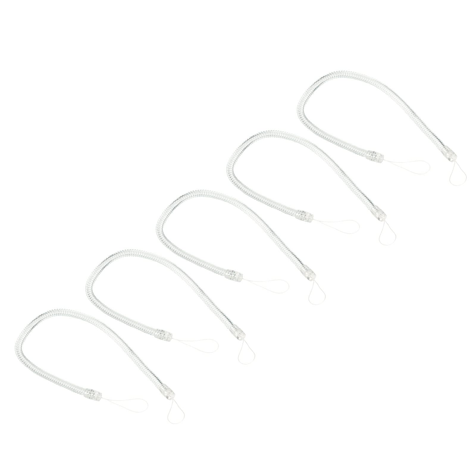 PATIKIL Retractable Spring Coil Strap 11", 5 Pack Plastic Spiral Stretchy Key Holder Stylus Lanyard Cord, Clear