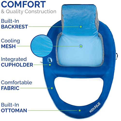 Kelsyus Premium Floating Lounger XL with Fast Inflation, Inflatable Recliner Chair, Lake & Pool