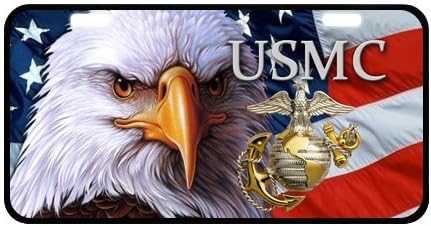 USMC United States Marine Corps Eagle American Flag Metal Car Tag License Plate for Car 11.8" X 6.1"