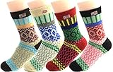 Jiye Women's Multi Color Wool Winter Socks(Pack of 5)
