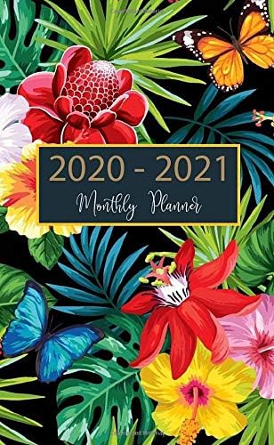 2020-2021 Monthly Planner: 24-Month Pocket Planner & Calendar. Size: 4.0" x 6.5" ( Jan 2020  - Dec 2021). Two Year  Personalized Planner, Password Log, Phone book ( Blue and Orange Butterflies)