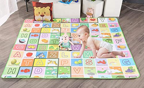 TIB Waterproof Double Side Baby Play Crawl Floor Mat for Kids Picnic School Home (Large Size - 6 X 4 ft, Multicolour) with Zip Bag to Carry