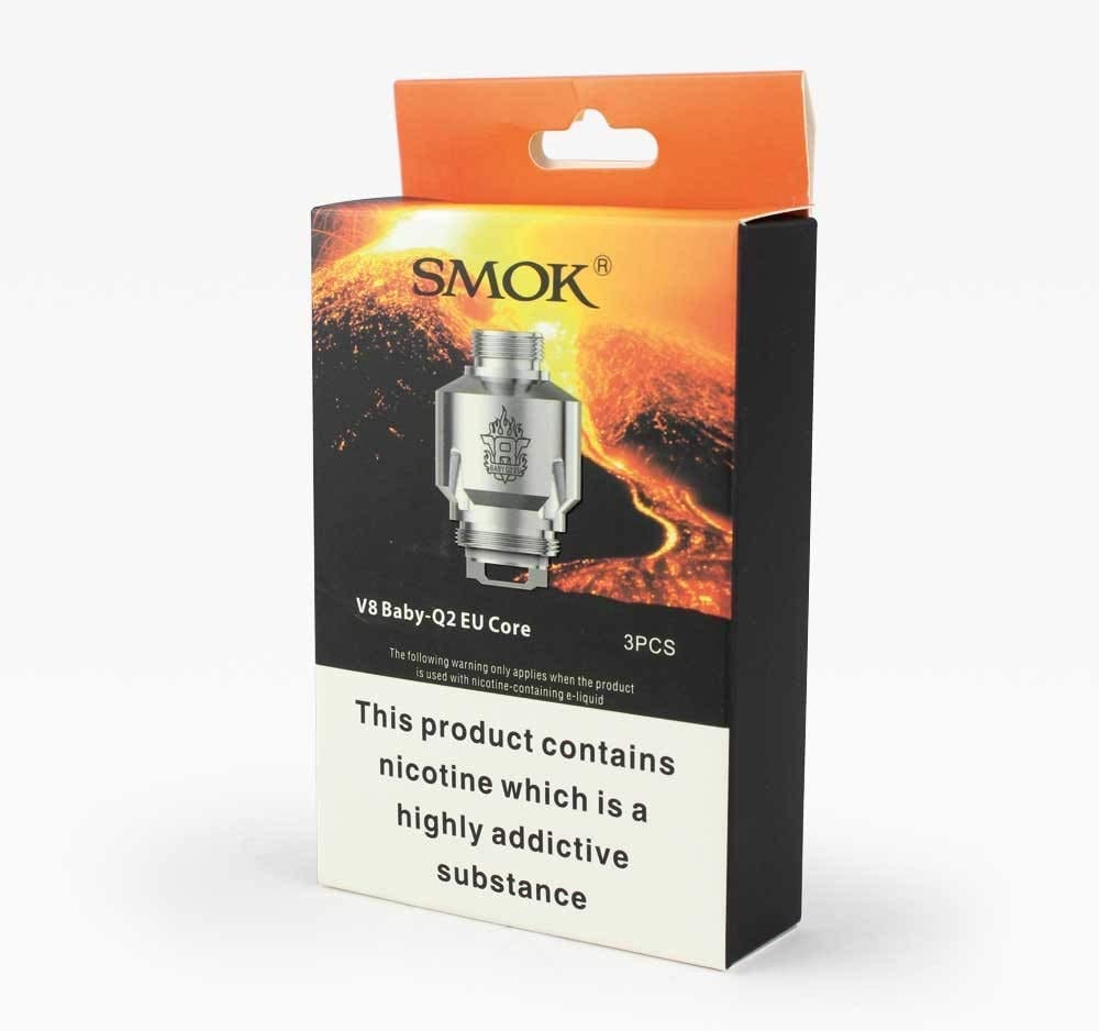 SMOK TFV8 Baby V8-Q2 EU CORE 0.4 ohm - Only compatible with the EU TPD Smok Big Baby Beast - (Pack of 3) No nicotine or tobacco