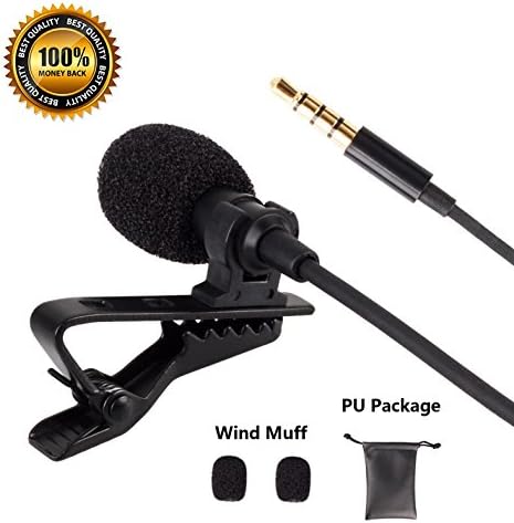 Mini Lavalier Lapel Microphone Lapel Mic - Omnidirectional Condenser - 3.5mm Easy Clip On Hands Free  Perfect for DSLR, Cameras and Smartphones - Recording Youtube, Interview , Video Conference