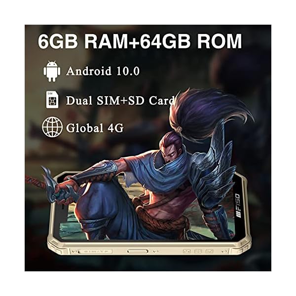 Rugged-Phones-IIIF150-B2021-4G-Dual-SIM-IP68-Waterproof-8000mAh-Unlocked-Smartphone-6GB-64GB-256GB-Extension-Android-10-586-inches-Quad-Camera-Mobile-Phones-FaceFingerprint-ID-NFC-GPS-Yellow F150 Outdoor Smartphone without Contract, 6GB+64GB, 256GB Expandable, 5.86'' HD Display, 8000 mAh Battery, Android 10…