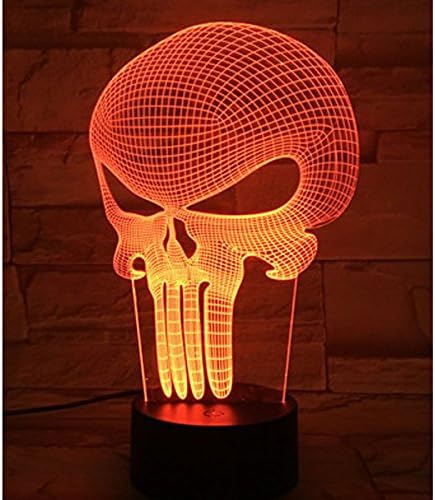 3D LED Punisher Night Lights with 7 Colors Light for Home Decoration lamp Amazing visualization Optical Illusion Awesome