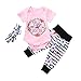 Toddler Baby Girls Boys 3Pcs Clothes Sets for 0-12 Months, Letter Printed Tops Floral Striped Pants Hair Strap Outfits (0-3Months, Pink)