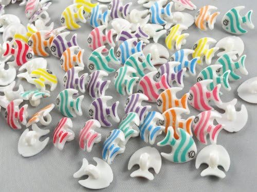 100pcs 16mm Mini Fish Plastic Buttons for Kid's Sewing Crafts Lots Mix