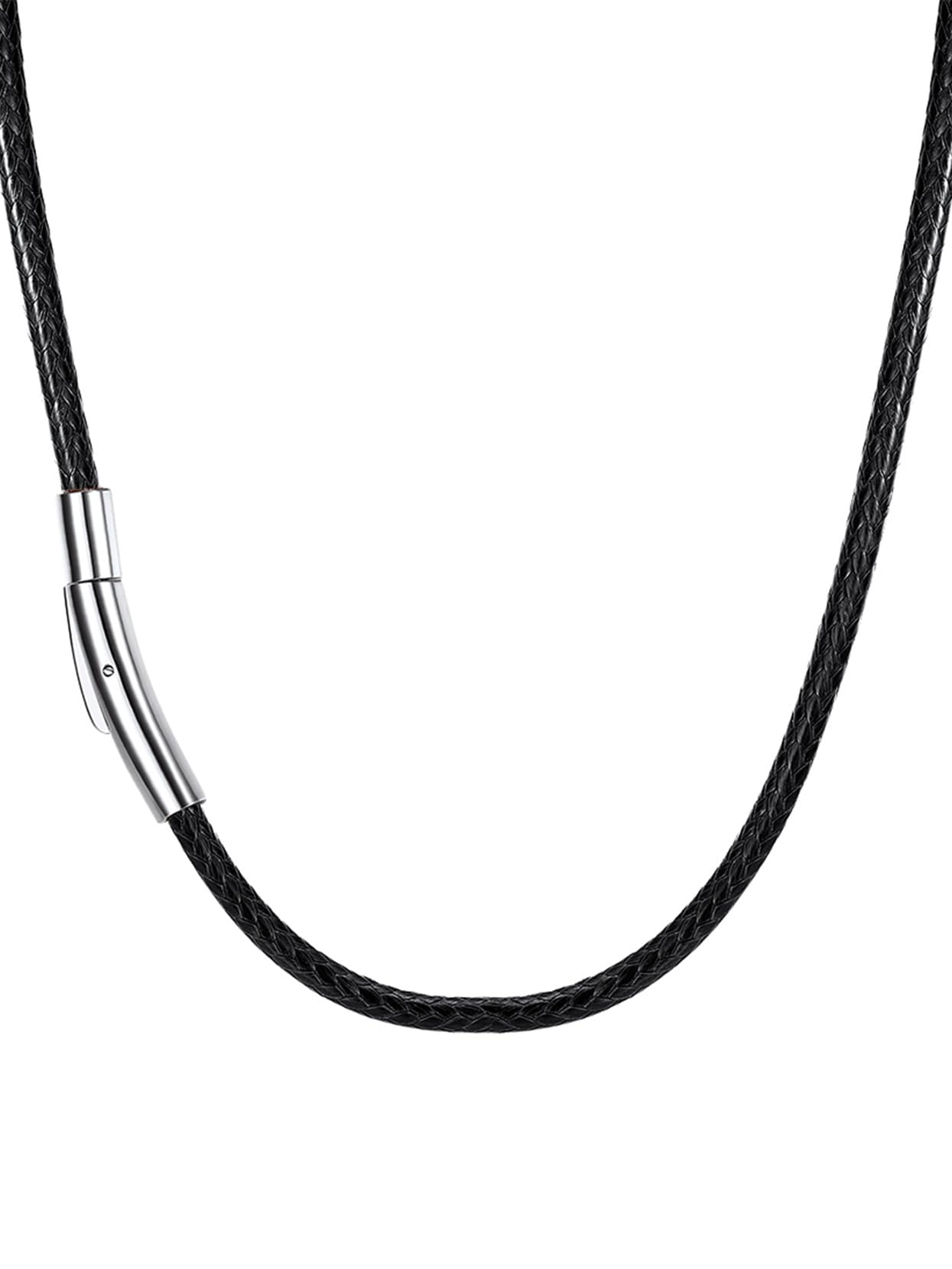 Richsteel Mens Waxed Cord Plain Braided Necklaces Womens 22inch Black Rope Leather Necklace Men