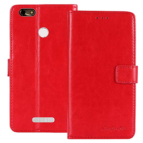 TienJueShi Red Book Stand Premium Retro Business Flip Leather Protector Phone Case for NUU a5L 5.5 inch Cover Etui Wallet