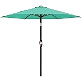 AreShark 7.5FT Patio Umbrella Table Market Umbrella with 6 Sturdy Ribs, Button Tilt/Crank Heavy-Duty Round Outdoor Umbrellas for Garden, Deck, Backyard,and Pool, Aruba Blue