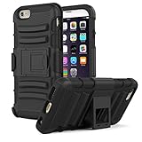 MoKo Case for iPhone 6 / 6S - [Heavy Duty] Full Body Rugged Holster Cover with Swivel Belt Clip - Dual Layer Shock Resistant Apple iPhone 6 / 6S (2014 / 2015) 4.7 Inch Phone Case , BLACK