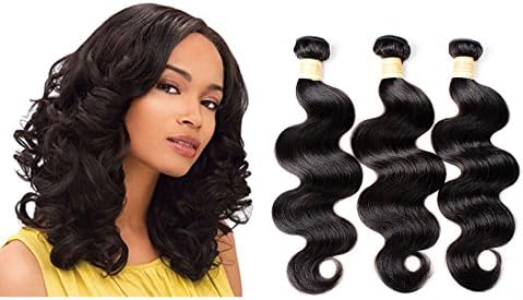 Alica Human Hair Weave Bundles Body Wave Brazilian Virgin Hair 100% Unprocessed Human Hair 3 Bundles 300g (10" 10" 10", Natural Color)